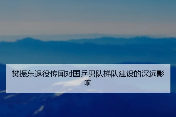 樊振东退役传闻对国乒男队梯队建设的深远影响